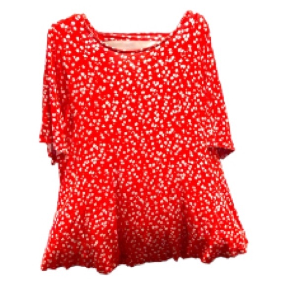 LANE BRYANT Red White Ditsy Floral Top Back Keyhole Detail Plus Size 18 20 - Picture 6 of 13